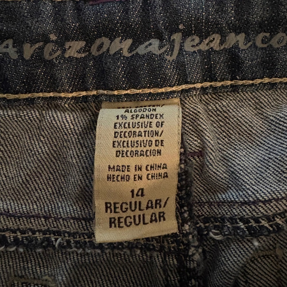 Arizona Embroidered Jeans Dark Wash Purple Pink Rhinestone Design (Girls 14) - Picture 7 of 7